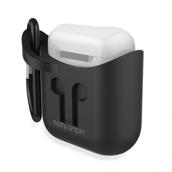 Kotelo Apple AirPodeille silikonia, karbiinihaka